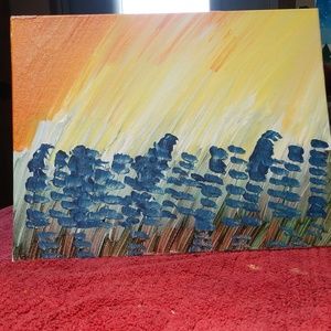 Hand Painted "Sunset on the Flower Garden"